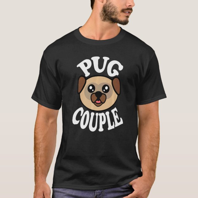 Sött Pug-par T Shirt (Framsida)