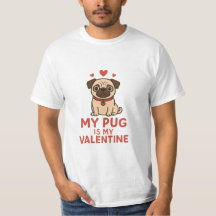 Sött Pug Valentine-design – Min Pug är min Valenti