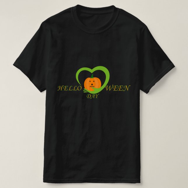 Sött Pumpa Hjärtan Hej Ween Dag T Shirt (Design framsida)