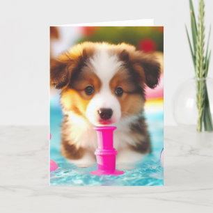 Sött Puppy Cute Bassäng Party-Tillfällen-kort Kort