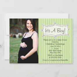 Sött randig baby showerfotoinbjudan inbjudningar