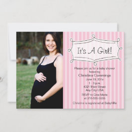 Sött randig baby showerfotoinbjudan inbjudningar