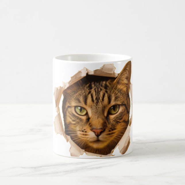 Sött realistiskt kattansikte kaffemugg mysigt husd (Center)
