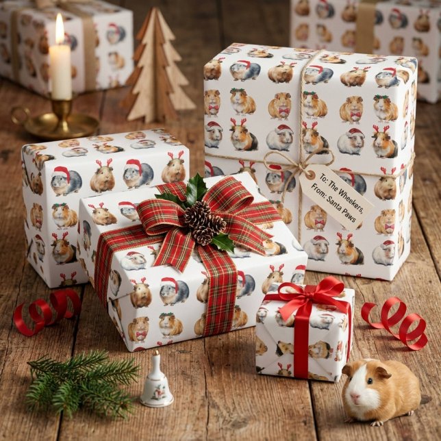 Sött realistiskt marsvin jul presentpapper (Skapare uppladdad)