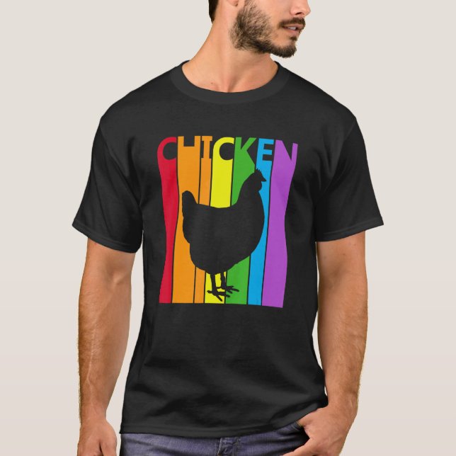 Sött Regnbåge Kyckling Djur T Shirt (Framsida)