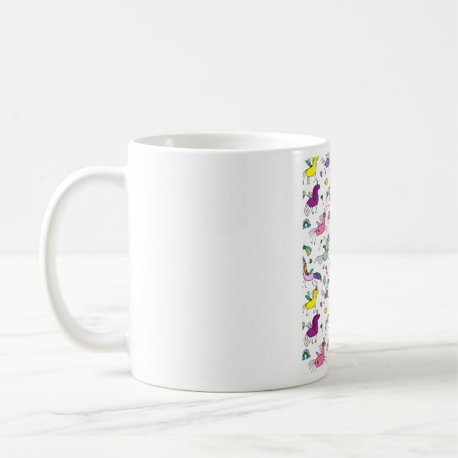 sött regnbågs enhörningsmönster kaffemugg (Vänster)