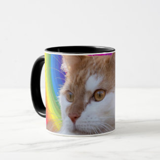 Sött regnbågsfärgat kattfoto mugg