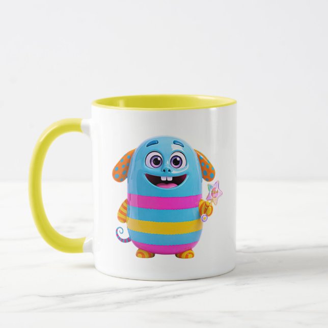 Sött regnbågsmonster Glad karaktär Mugg (Vänster)