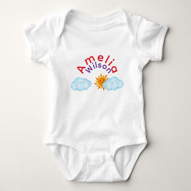 Sött regnbågsnamn Sol Moln  T Shirt (Framsida)