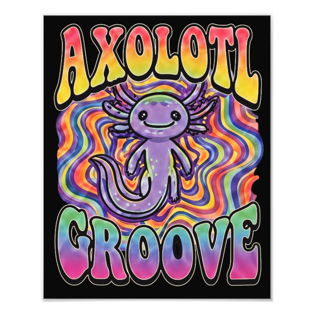 Sött Retro Axolotl Groove livet är bra regnbåge Fototryck (Framsidan)