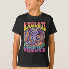 Sött Retro Axolotl Groove livet är bra regnbåge T Shirt