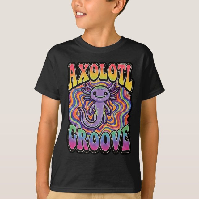 Sött Retro Axolotl Groove livet är bra regnbåge T Shirt (Framsida)