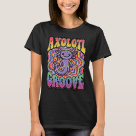 Sött Retro Axolotl Groove livet är bra regnbåge T Shirt