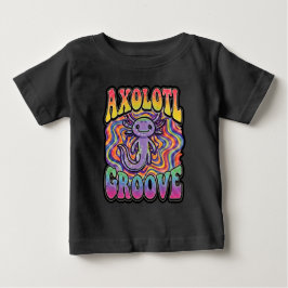Sött Retro Axolotl Groove livet är bra regnbåge T Shirt