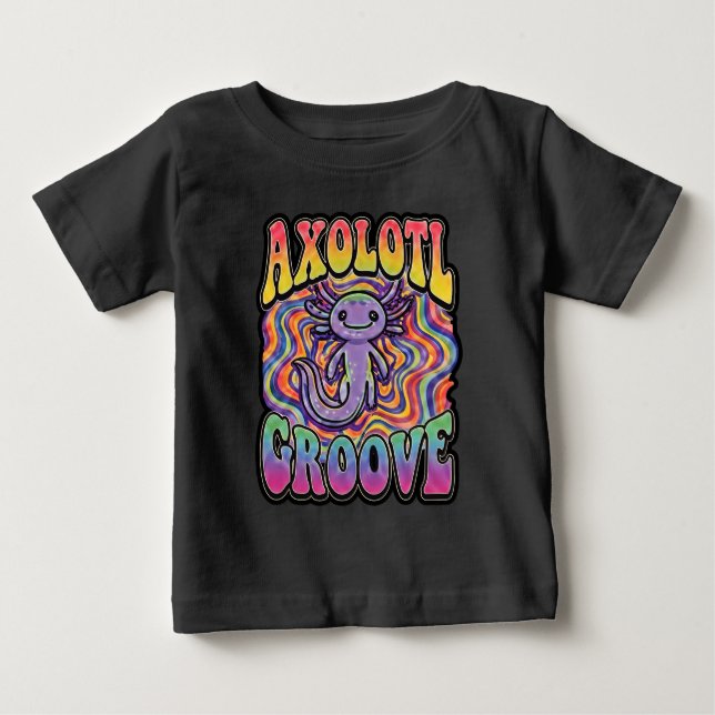 Sött Retro Axolotl Groove livet är bra regnbåge T Shirt (Framsida)