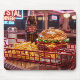 Sött Retro Diner | Kristallin Burger och Pommes Musmatta