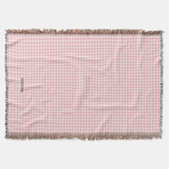 Sött retro flickigt pastell rosa hundtandsmönster filt (Framsidan)