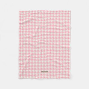 Sött retro flickigt pastell rosa hundtandsmönster fleecefilt