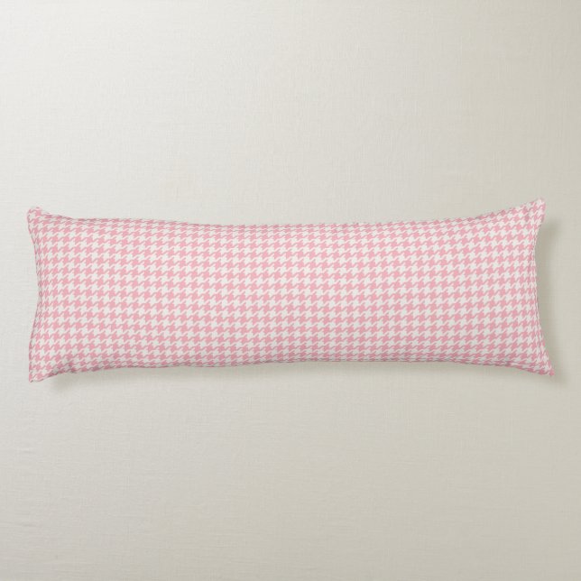 Sött retro flickigt pastell rosa hundtandsmönster kroppskudde (Baksidan)