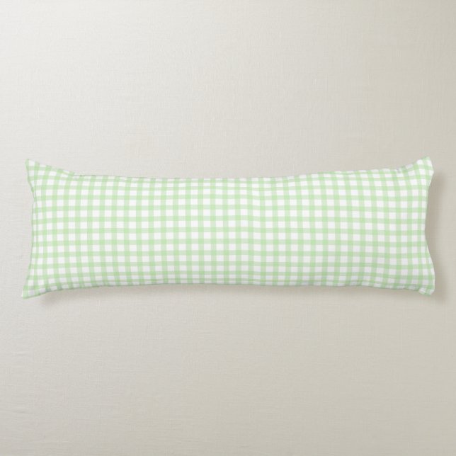 Sött retro grönt gingham-rutigt mönster kroppskudde (Framsidan)