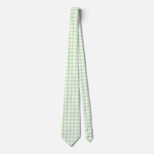 Sött retro grönt gingham-rutigt mönster slips (Framsida)