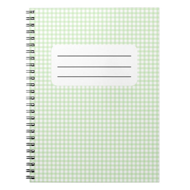 Sött retro grönt gingham-rutmönster anteckningsbok (Framsidan)