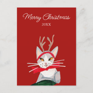 Sött retro katt röd jul helg vykort