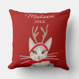 Sött retro katt röd jul  kudde