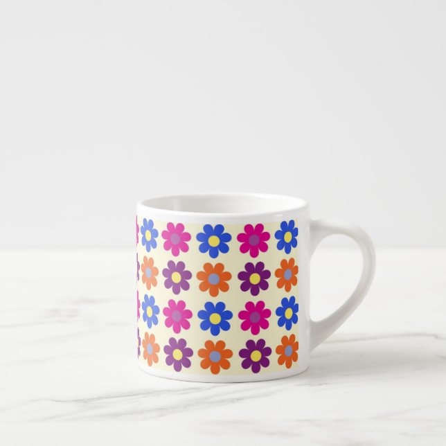 Sött retro mönster med penny blommor espressomugg (Höger)