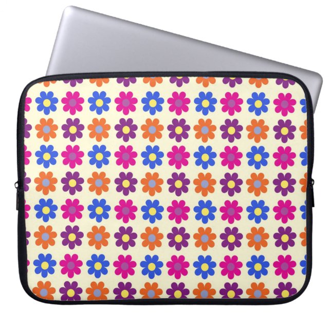 Sött retro mönster med penny blommor laptop fodral (Framsidan)