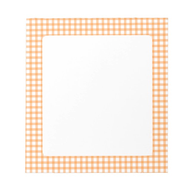 Sött retro orange gingham-rutigt mönster anteckningsblock (Framsida)
