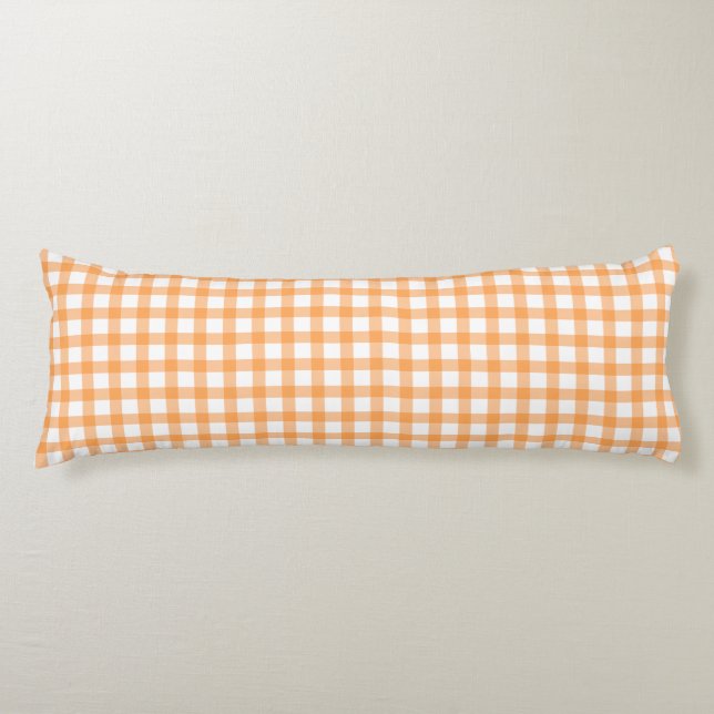 Sött retro orange gingham-rutigt mönster kroppskudde (Framsidan)