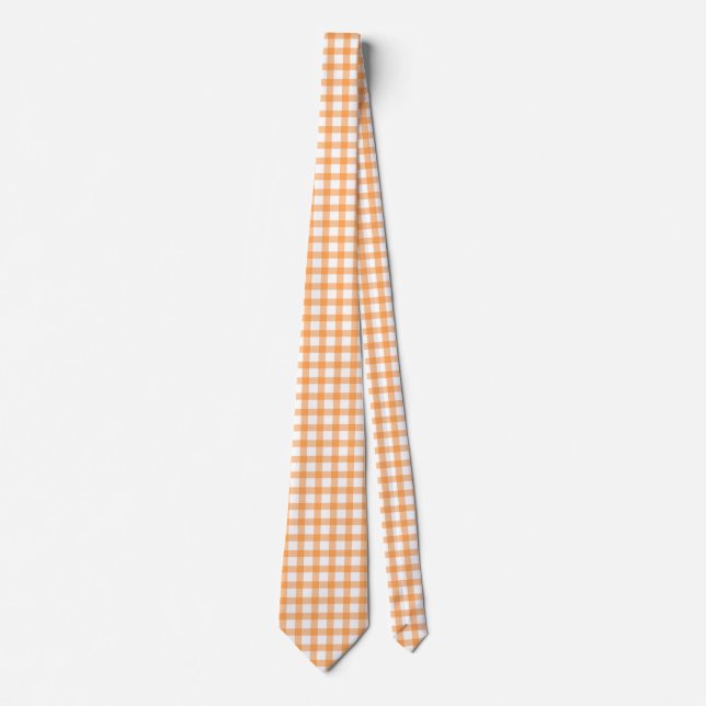 Sött retro orange gingham-rutigt mönster slips (Framsida)