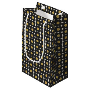 Sött Retro Pop Blommönster Svart och Guld