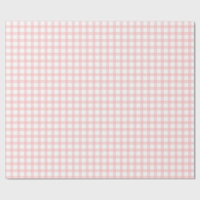 Sött retro rosa gingham-rutigt mönster presentpapper (Platt)