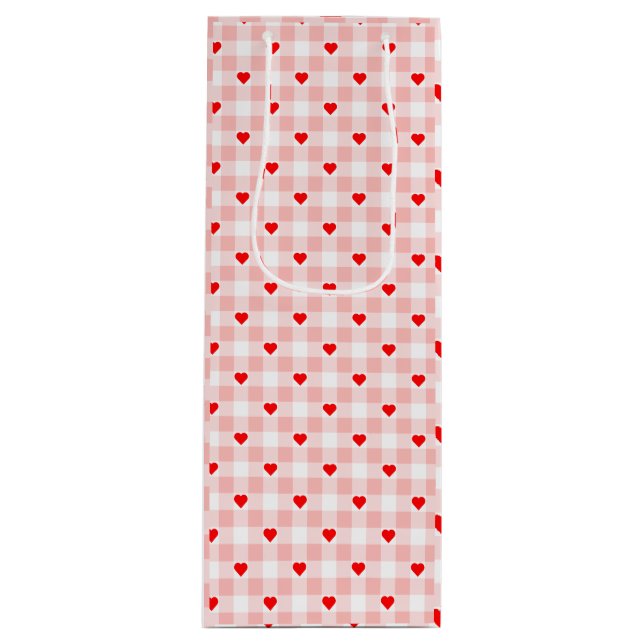 Sött Retro Rosa Hjärta Gingham Rutigt mönster (Framsidan)