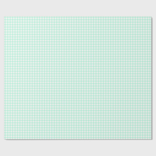 Sött retro sjögrönt gingham-rutigt mönster presentpapper (Platt)