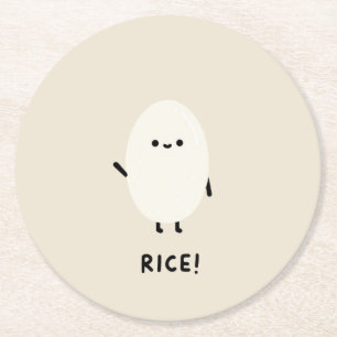 sött ris karaktär minimal kawaii rolig ris desi underlägg papper rund