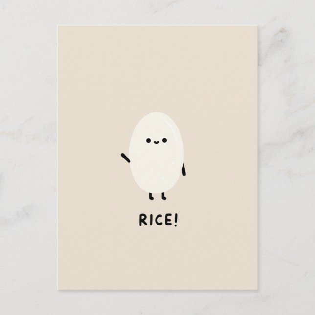 sött ris karaktär minimal kawaii rolig ris desi vykort (Framsida)