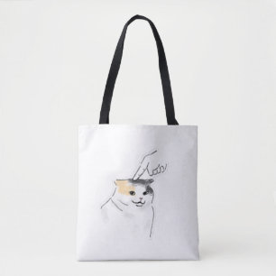 Sött Roligt Fingerstick Squishad Katt Handritad Ko Tygkasse