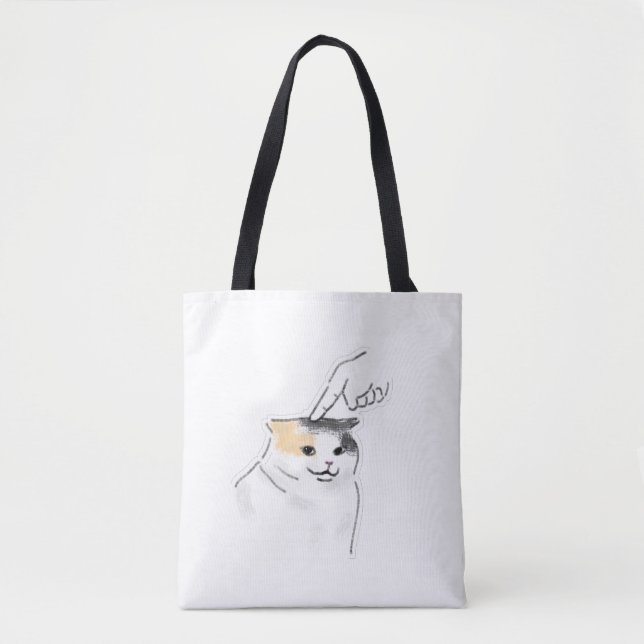 Sött Roligt Fingerstick Squishad Katt Handritad Ko Tygkasse (Framsida)