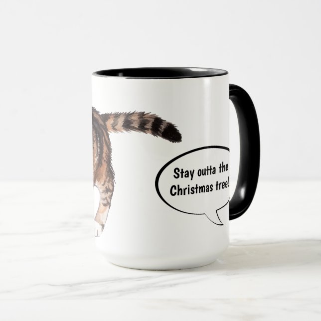 Sött Roligt Håll Dig Borta Från Julgranen Katten Mugg (Framsida höger)