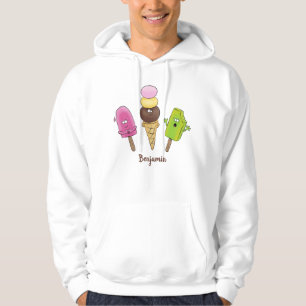 Sött roligt is popsicle series tecknad trio hoodie
