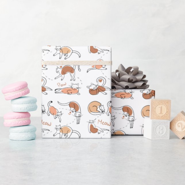 Sött Roligt Katt Retro Julmönster  Presentpapper (Baby Shower)