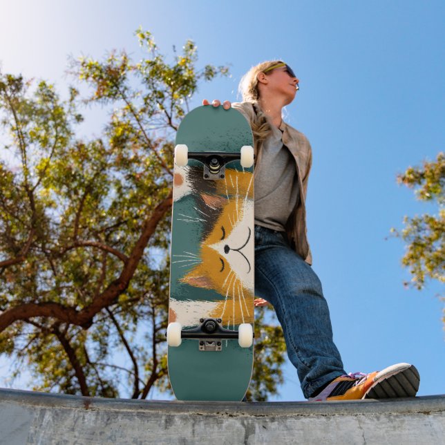 Sött Roligt Katt Sovnad Mini Skateboard Bräda 18,5 Cm (Utomhus 1)