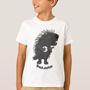 Sött roligt piggsvin som spelar banjo- tecknad fil t shirt