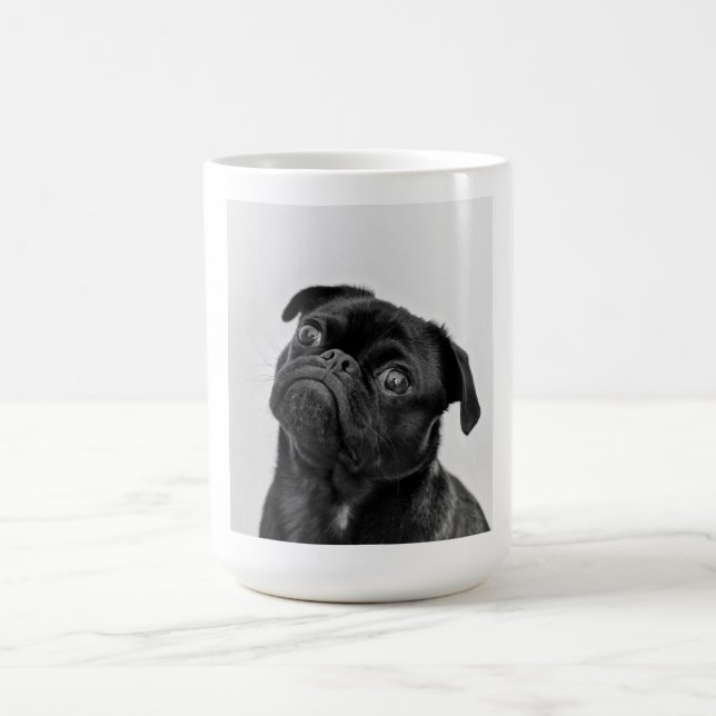 Sött Roligt Svart och Vitt Pug Foto Kaffemugg (Center)
