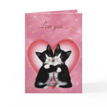 sött romantisk kattunge valentinekort