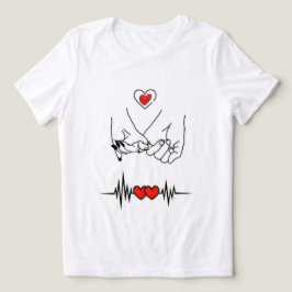 Sött Romantiskt Alla Hjärtans Dags Hjärtbeat Linje T Shirt