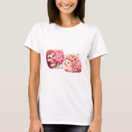 Sött romantiskt blommigt illustration av igelkottp t shirt